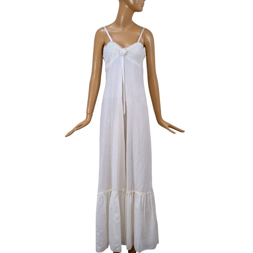 Vintage 70s Jody T of California White Lace Maxi Dress & Jacket Set Bridal Boho - Picture 4 of 10